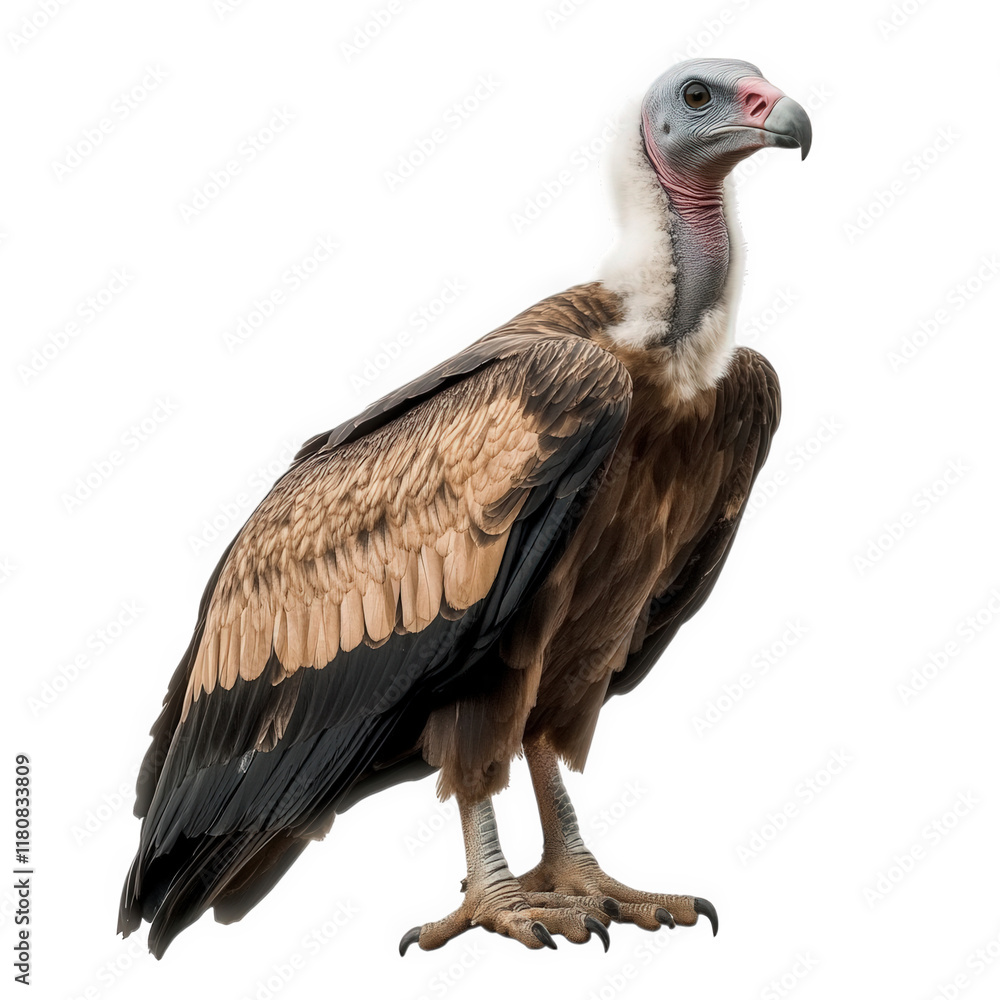 Poster vulture. showcasing its distinctive physical characteristics such as a bare head. strong beak. and l