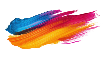 Abstract brush strokes in vibrant colors transparent background