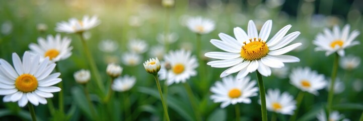 Obraz premium Black and white daisies growing among white grass blades, white, colors