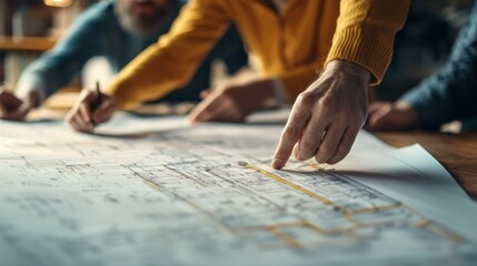 Obraz premium City Planners Strategizing Infrastructure Blueprints for Urban Development and Utilities Planning