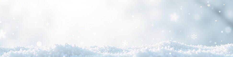 Naklejka premium Delicate snowflakes fall gently on a pristine white background, whiteout, gentle falls, winter wonderland