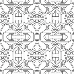 Black and white seamless vector illustrations. Coloring page, colouring book for adults and children. Line pattern design. Decorative abstract geometric linear background. Easy to edit color and line