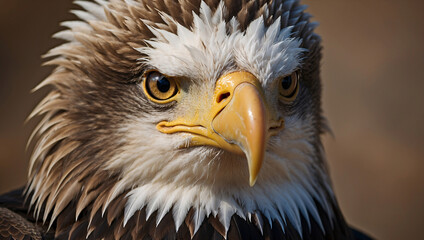 Fototapeta premium Close-Up of Bald Eagle's Eye with Intricate Feathers
