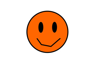 Bright Orange Smiley Face Emoticon on a White Background