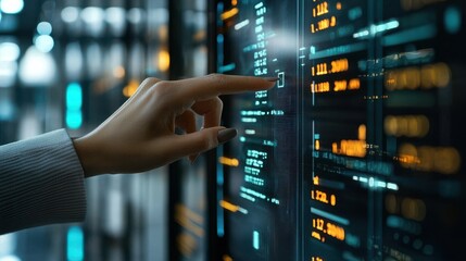 Fototapeta premium Accessing internet banking a futuristic hand hologram interaction in a digital environment for seamless financial management