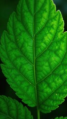 Obraz premium Closeup of serrated green leaf with intricate details, leaf, texture, green