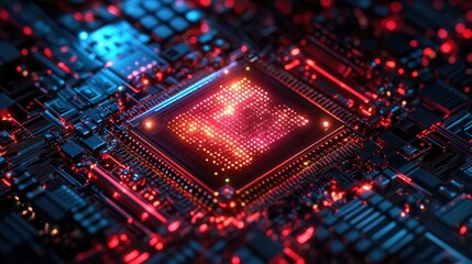 Obraz premium Quantum Physics Equations Overlaid on Digital Quantum Computer 