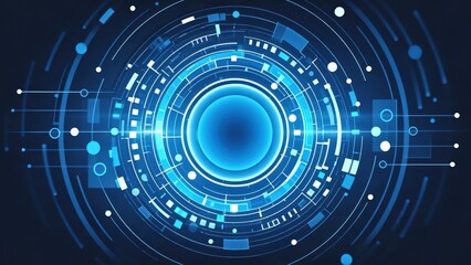Fototapeta premium Blue circular technology background image with a sense of technology