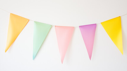 Pastel Triangle Bunting: A whimsical and cheerful string of pastel-colored triangle flags, perfect for adding a touch of celebration to any event or party.  
