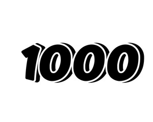 Number 1000 3d icon on transparent background