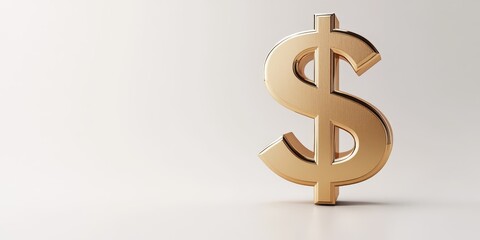 Obraz premium Gold dollar currency symbol. Dollar icon in gold. Money concept, finance illustration, 3D style. Wealth and economy, metallic design. Perfect for investment visuals.