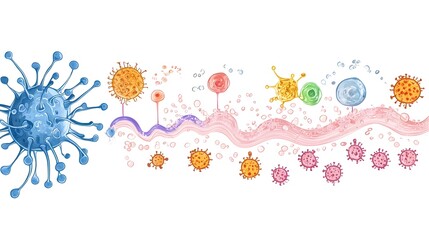 Conceptual Diagram Illustrating the Lifecycle of a Virus  from Entry to Replication and Exit in a