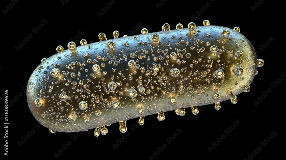 Aufkleber highly detailed 3d rendering of pathogenic bacteria under microscope revealing unique cell structure