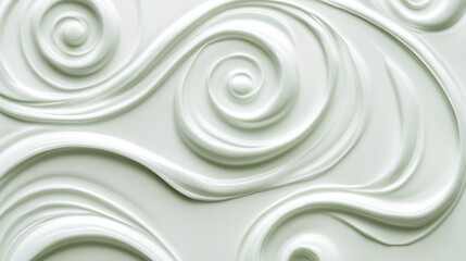 Creamy swirls of pale green cosmetic lotion