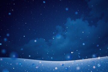 Naklejka premium Starry night sky with snowflakes falling gently below, cold, twinkling