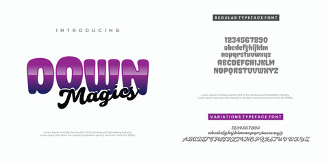 Down Magics modern minimal abstract dual alphabet fonts. Typography font. vector illustration
