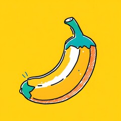 Ripe Plantain on Vibrant Yellow Background