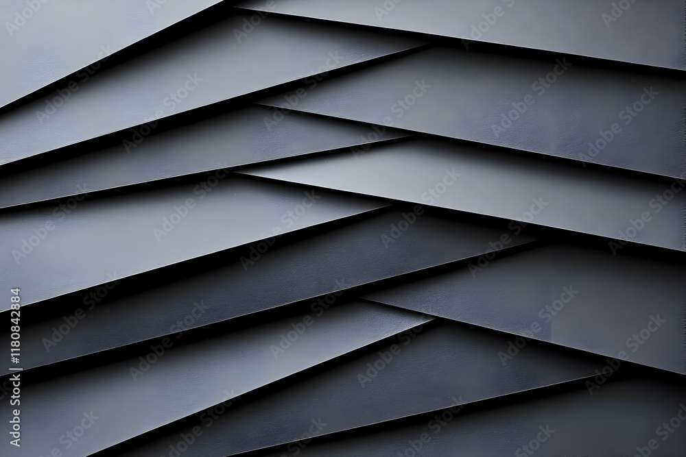 Poster abstract geometric background of overlapping dark grey paper sheets creating a layered, textured pat