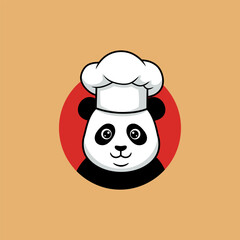 A cute cartoon panda wearing a chef's hat is depicted in a circular logo design.