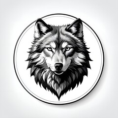 Black and white wolf head.