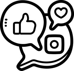 Social media doodle vector icon and illustration