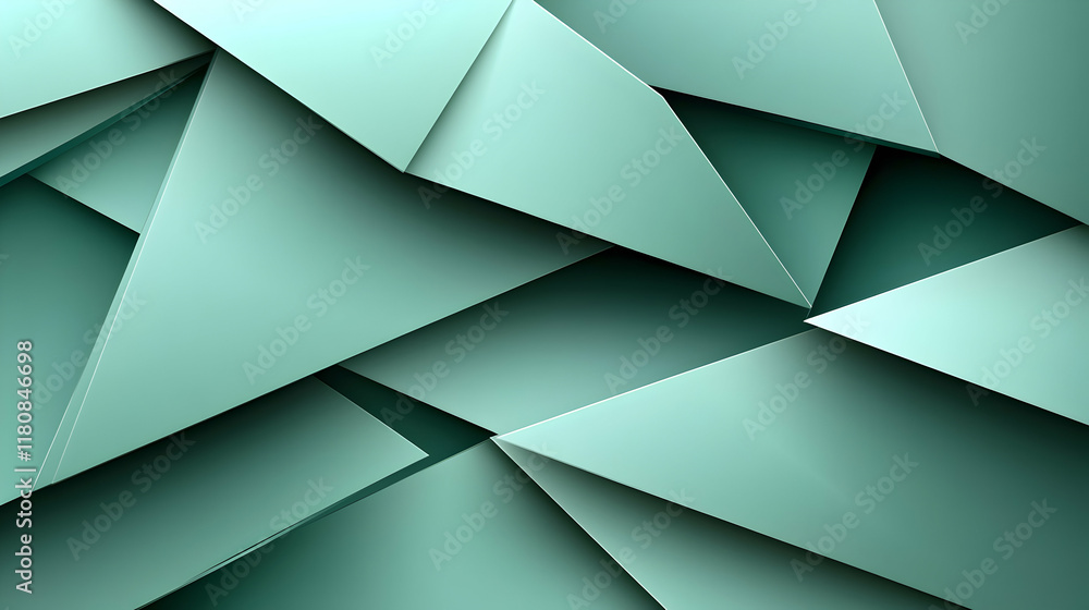 Poster abstract background of overlapping teal triangles creating a geometric pattern. ideal for modern des