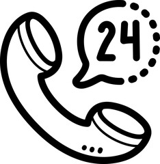 24h call center doodle vector icon and illustration