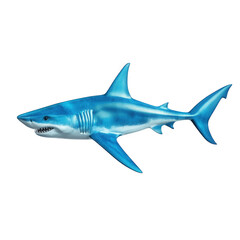 Obraz premium stylized. three-dimensional representation of a shark. showcasing its streamlined body. fins. and sharp teeth in vibrant blue and gray colors against a plain white background the design highlights the