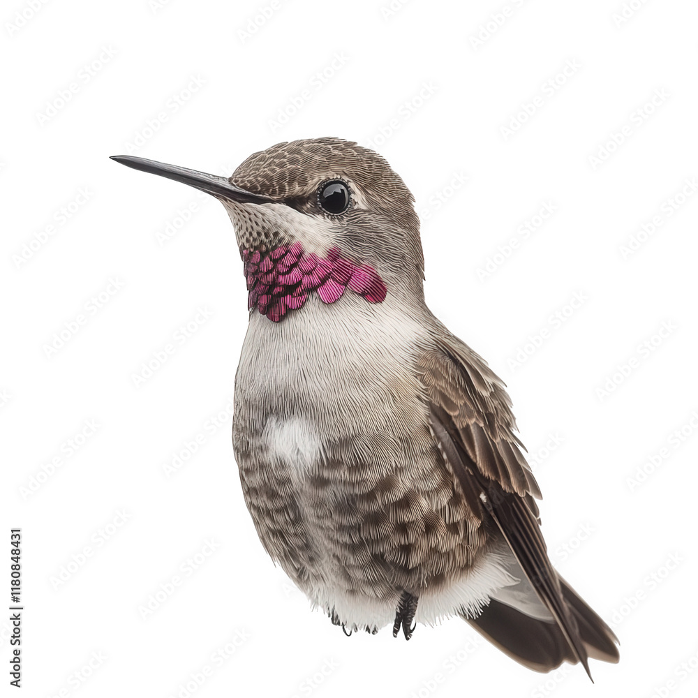 Poster close-up of a hummingbird. showcasing its vibrant plumage. particularly the iridescent magenta throa