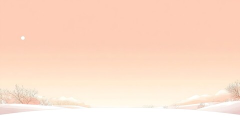Peaceful winter sunset landscape; snowy hills, pale sky.  Ideal for cards.