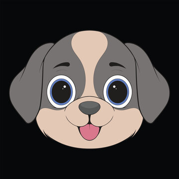 recommend clip art: Head Dog Character Illustration, Coloring Book Page with Dog, Isolated Head Dog with Black Background.