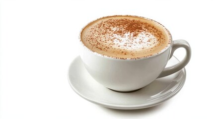 Coffee cup clip art showing a cup of cappuccino with choco granule at the top, isolated on a white background