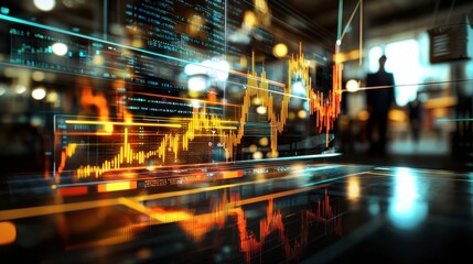 Illuminated Financial Trends on Digital Balance Scale