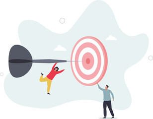 Team business goal, teamwork collaboration to achieve target, coworkers or colleagues with same mission and challenge concept.flat characters.