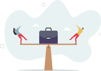 Fototapeta premium Gender equality, treat female and male equally, diversity or balance, fairness and justice concept.flat characters.