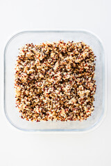 tricolor quinoa close-up, simple ingredients concept