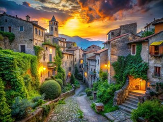 Naklejka premium Triora Italy: Ancient Village Urban Exploration Photography - Mystical Hilltop Ruins, Ligurian Alps