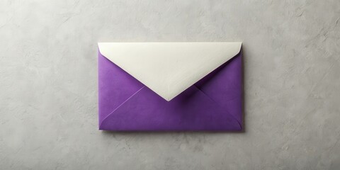 A Purple Envelope with a Cream Interior Lies on a Textured Surface