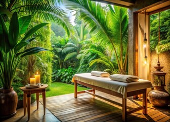 Tropical Spa Retreat: Serene Escape, Lush Relaxation, Tranquil Getaway, Island Paradise, Wellness Sanctuary