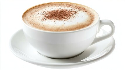 Coffee cup clip art showing a cup of cappuccino with choco granule at the top, isolated on a white background