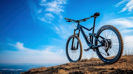 Obraz premium Majestic Mountain Bike on a Hilltop with Panoramic View