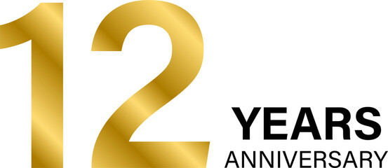 12 years anniversary gold icon for graphic design, logo, website, social media, mobile app, UI illustration