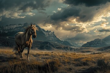 a photography of a freedom horse  epic moment  a photography of a freedom horse  epic moment