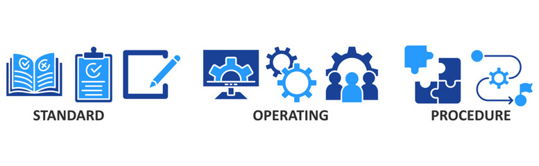 SOP icon set illustration concept with icon of standard, operating, procedure	
