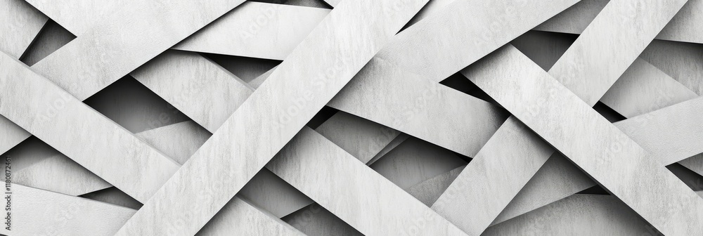 Poster a textured background of overlapping white strips creating a modern, abstract design.