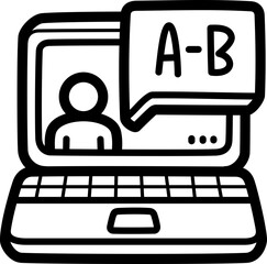 Online study doodle vector icon and illustration