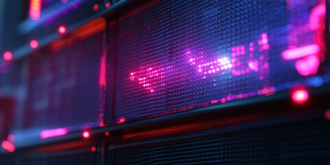 Obraz premium Close-up of illuminated digital display with gaming text.