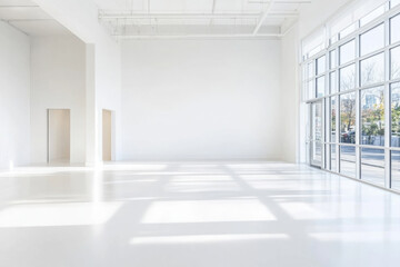 Large, empty room with white walls and a white floor