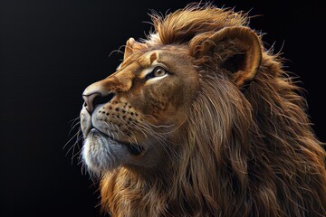 Fototapeta premium Lion king isolated on black Lion king isolated on black Portrait Wildlife animal