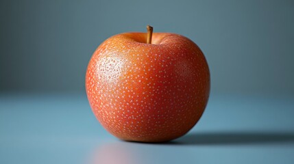 Single Red Apple on Blue Background - Still Life Photography